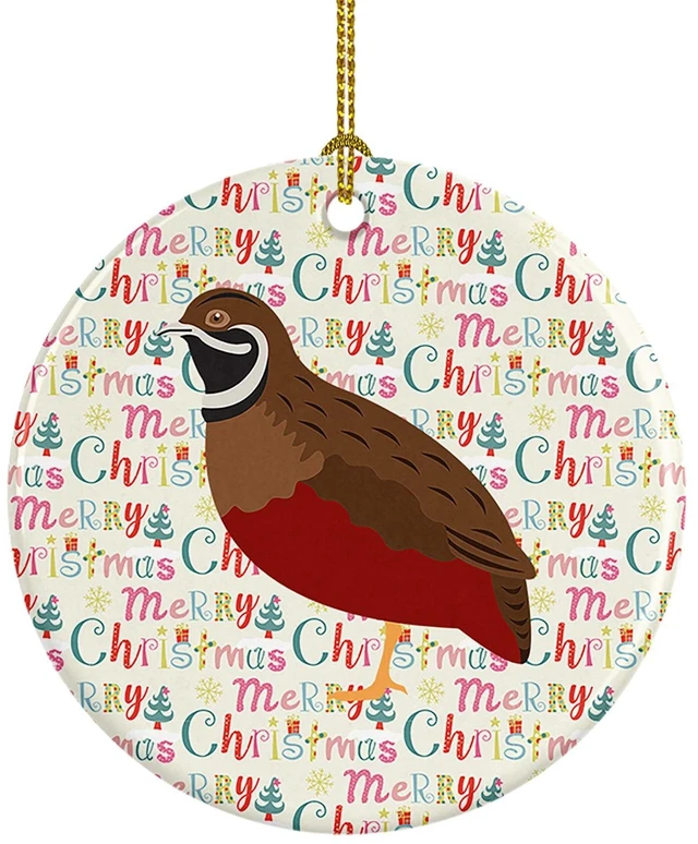 Main image of Chinese Painted or King Quail Christmas Ceramic Ornament Christmas Tree Hanging Decorations for Home Christmas Holiday, Party, Gift, 3 in, Multicolor