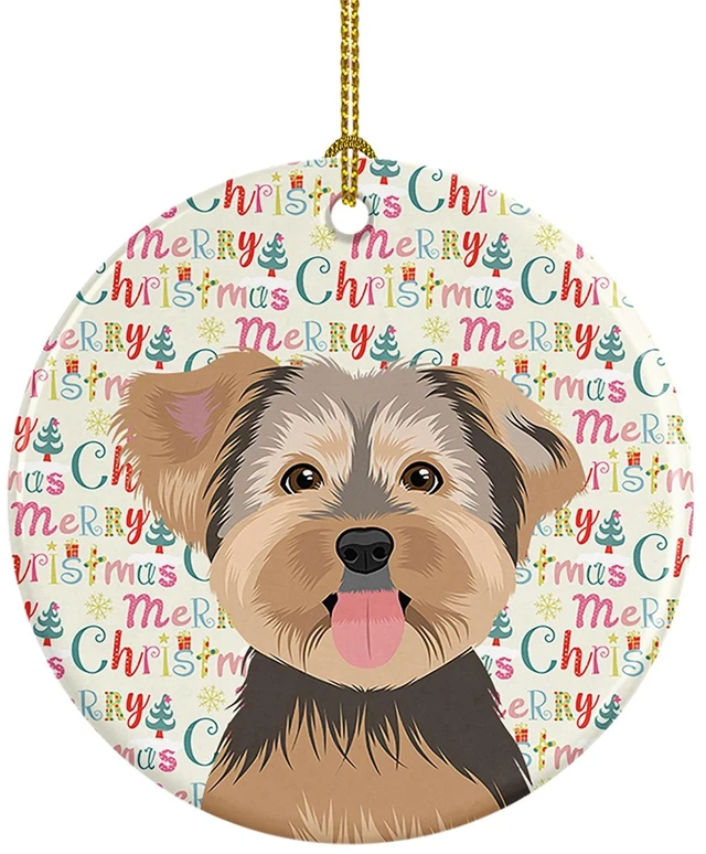 Main image of Yorkie Chocolate #2 Christmas Ceramic Ornament Christmas Tree Hanging Decorations for Home Christmas Holiday, Party, Gift, 3 in, Multicolor