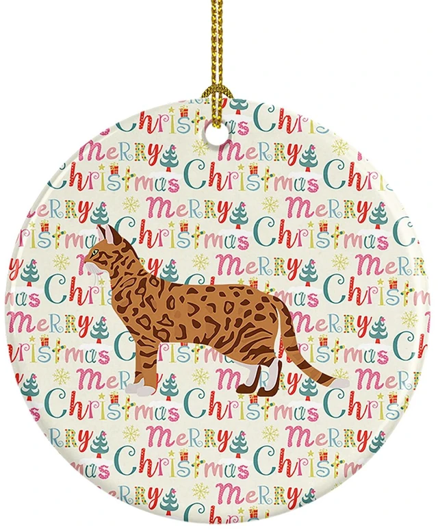 Main image of Cheetoh #3 Cat Christmas Ceramic Ornament Christmas Tree Hanging Decorations for Home Christmas Holiday, Party, Gift, 3 in, Multicolor