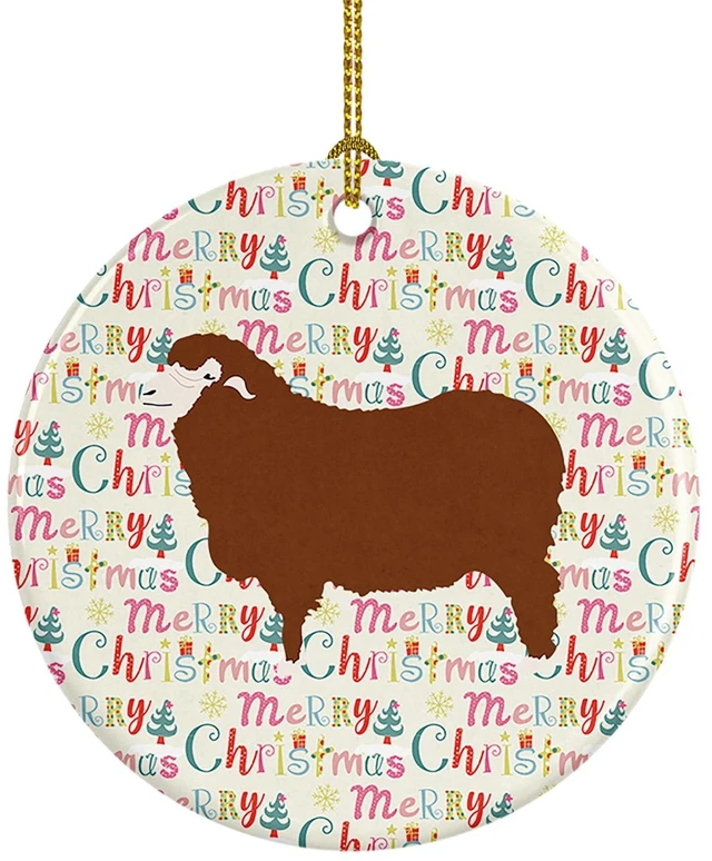 Main image of Merino Sheep Christmas Ceramic Ornament Christmas Tree Hanging Decorations for Home Christmas Holiday, Party, Gift, 3 in, Multicolor