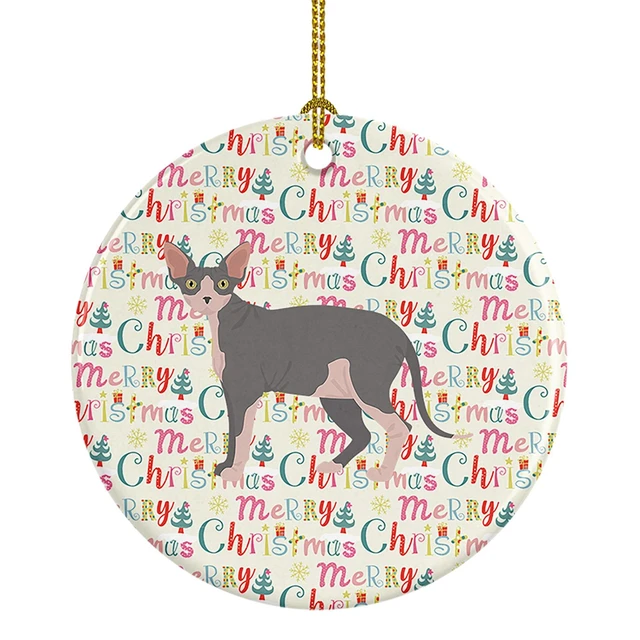 Main image of Sphynx #2 Cat Christmas Ceramic Ornament Christmas Tree Hanging Decorations for Home Christmas Holiday, Party, Gift, 3 in, Multicolor