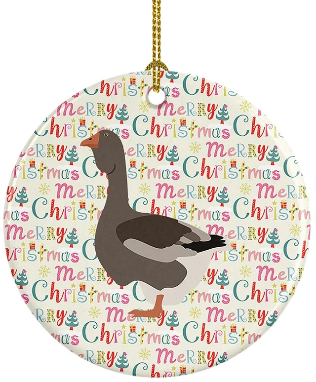 Main image of Toulouse Goose Christmas Ceramic Ornament Christmas Tree Hanging Decorations for Home Christmas Holiday, Party, Gift, 3 in, Multicolor
