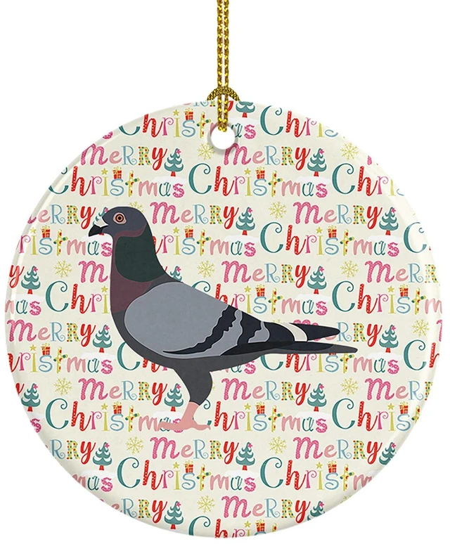 Main image of Racing Pigeon Christmas Ceramic Ornament Christmas Tree Hanging Decorations for Home Christmas Holiday, Party, Gift, 3 in, Multicolor