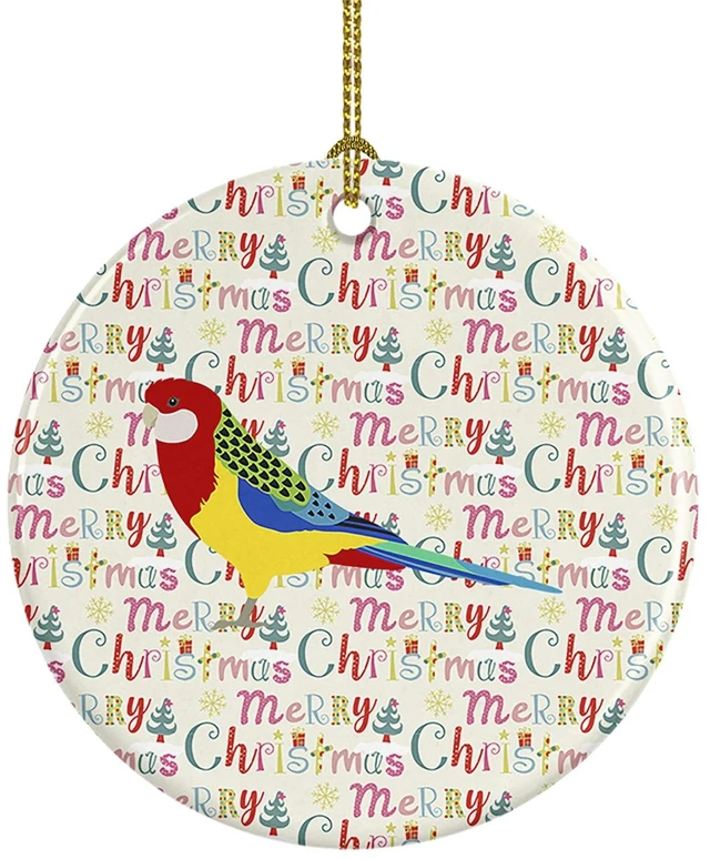 Main image of Rosella Christmas Ceramic Ornament Christmas Tree Hanging Decorations for Home Christmas Holiday, Party, Gift, 3 in, Multicolor