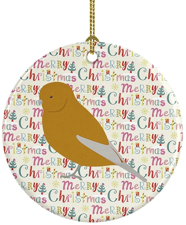 Main image of Norwich Canary Christmas Ceramic Ornament Christmas Tree Hanging Decorations for Home Christmas Holiday, Party, Gift, 3 in, Multicolor
