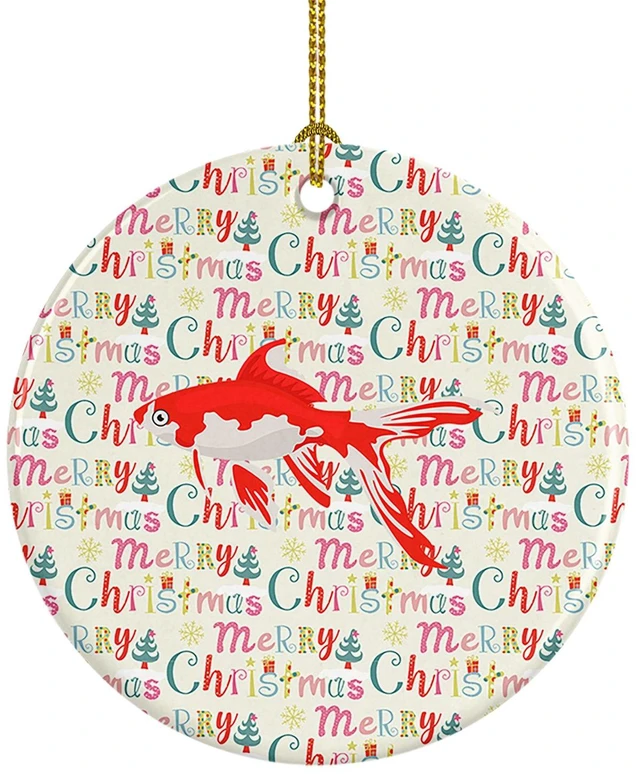 Main image of Comet Goldfish Christmas Ceramic Ornament Christmas Tree Hanging Decorations for Home Christmas Holiday, Party, Gift, 3 in, Multicolor