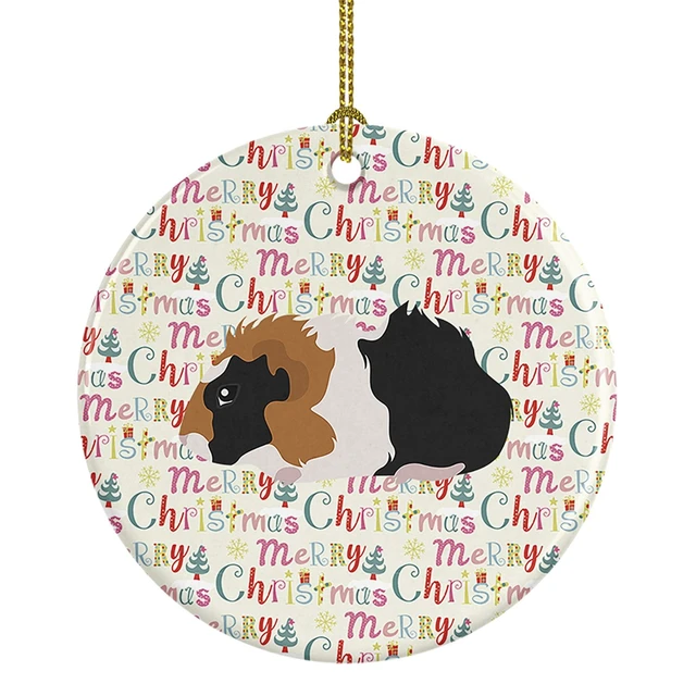 Main image of Abyssinian Guinea Pig Christmas Ceramic Ornament Christmas Tree Hanging Decorations for Home Christmas Holiday, Party, Gift, 3 in, Multicolor