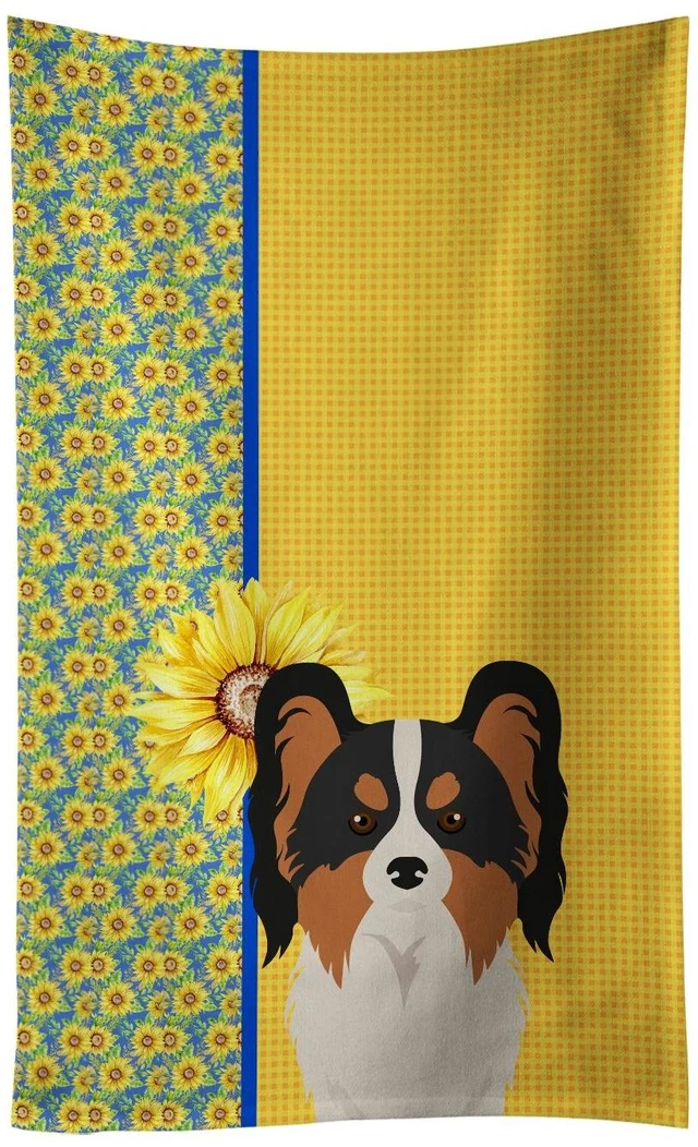 Main image of Summer Sunflowers Tricolor Papillon Kitchen Towel Dish Cloths Guest Hand Towel Decorative Bathroom Towel for Face,Tea, Dishcloth, Kitchen and Bath