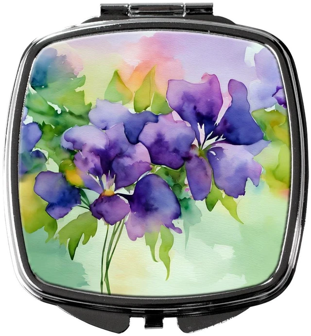 Main image of New Jersey Violet in Watercolor Compact Mirror Decorative Travel Makeup Mirror for Women Girls Gifts Pocket Makeup Mirror Folding Handheld