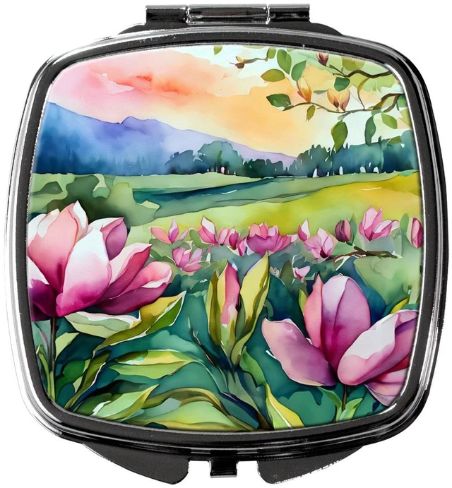 Main image of Louisiana Magnolias in Watercolor Compact Mirror Decorative Travel Makeup Mirror for Women Girls Gifts Pocket Makeup Mirror Folding Handheld
