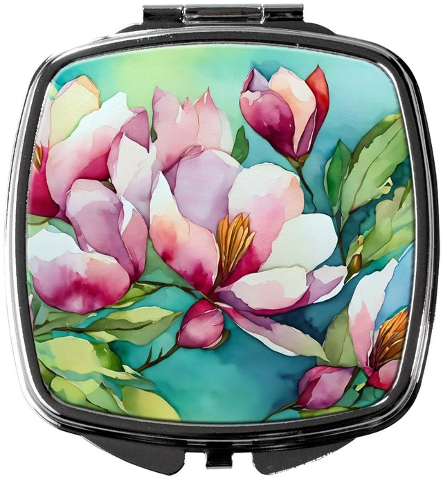 Main image of Louisiana Magnolias in Watercolor Compact Mirror Decorative Travel Makeup Mirror for Women Girls Gifts Pocket Makeup Mirror Folding Handheld