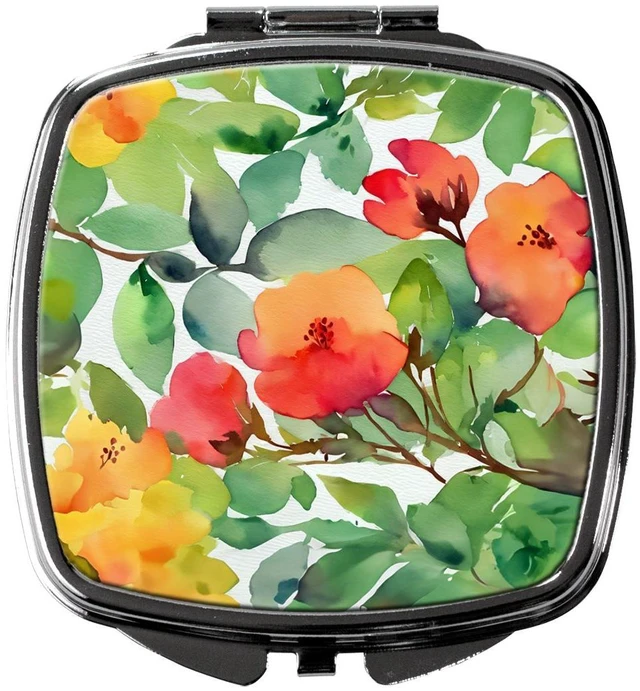 Main image of Connecticut Mountain Laurels in Watercolor Compact Mirror Decorative Travel Makeup Mirror for Women Girls Gifts Pocket Makeup Mirror Folding Handheld
