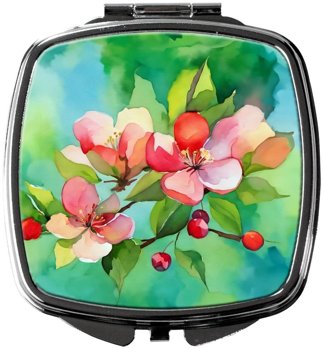 Main image of Arkansas Apple Blossom in Watercolor Compact Mirror Decorative Travel Makeup Mirror for Women Girls Gifts Pocket Makeup Mirror Folding Handheld