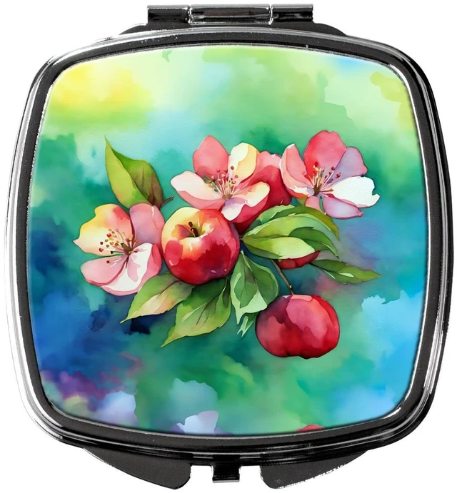 Main image of Arkansas Apple Blossom in Watercolor Compact Mirror Decorative Travel Makeup Mirror for Women Girls Gifts Pocket Makeup Mirror Folding Handheld