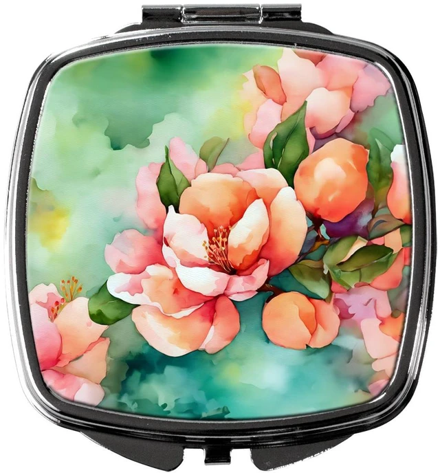 Main image of Delaware Peach Blossom in Watercolor Compact Mirror Decorative Travel Makeup Mirror for Women Girls Gifts Pocket Makeup Mirror Folding Handheld