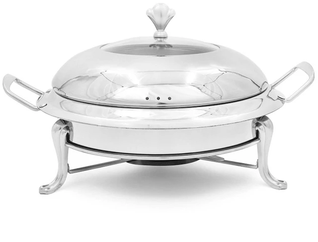Main image of SOGA Stainless Steel Round Buffet Chafing Dish Cater Food Warmer Chafer with Glass Top Lid