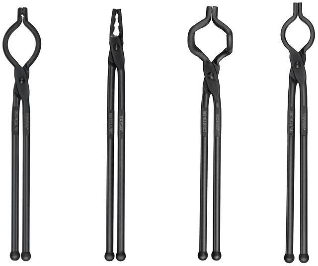 Alt view image 16 of 16 - VEVOR Blacksmith Tongs, 18 4 PCS, V-Bit Bolt Tongs, Wolf Jaw Tongs, Z V-Bit Tongs and Gripping Tongs, Carbon Steel Forge Tongs with A3 Steel Rivets, for Beginner and Seasoned Blacksmiths, Bladesmiths
