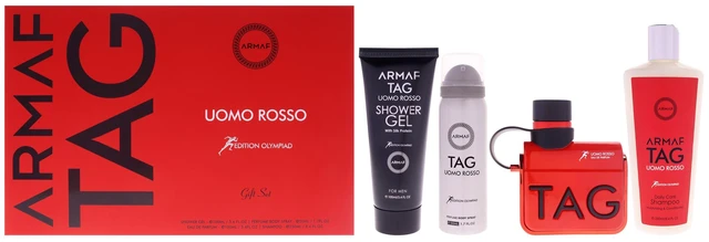Main image of Tag Uomo Rosso Edition Olympiad by Armaf for Men - 4 Pc Gift Set 3.4oz EDP Spray, 3.4oz Shower Gel, 8.4oz Shampoo, 1.7oz Body Spray
