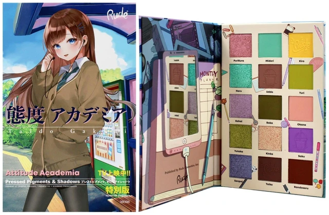 Main image of Manga Collection Pressed Pigments and Shadows Palette - Attitude Academia by Rude Cosmetics for Women - 0.77 oz Palette