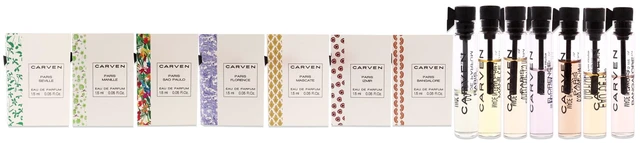 Main image of Carven Collection Mini Sampler Set by Carven for Women - 7 Pc Sampler Set 0.05 Seville, 0.05 Manille, 0.05 Sao Paulo, 0.05 Florence, 0.05 Mascate, 0.05 Izmir, 0.05 Bangalore