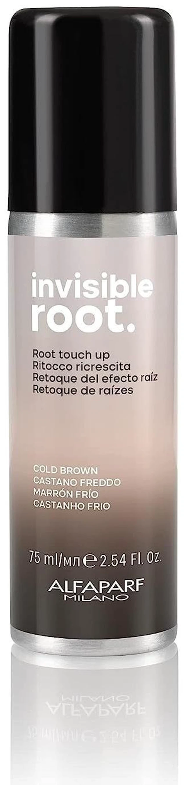 Main image of Alfaparf Milano Invisible Root Touch Up Spray - Cool Brown - Temporary Hair Color Spray - Quick Dry Root Concealer for On-the-Go Touch ups - Color Regrowth Cover Up - Vegan (75 ml / 2.54 fl.oz)