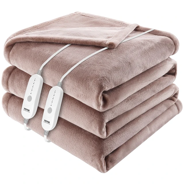 Alt view image 9 of 9 - VEVOR Heated Blanket Electric Throw, 100" x 90" King Size, Soft Flannel Heating Blanket with 10 Hours Timer Auto-off & 5 Heating Levels, Dual Control, Machine Washable, ETL & FCC Certification (Beige)