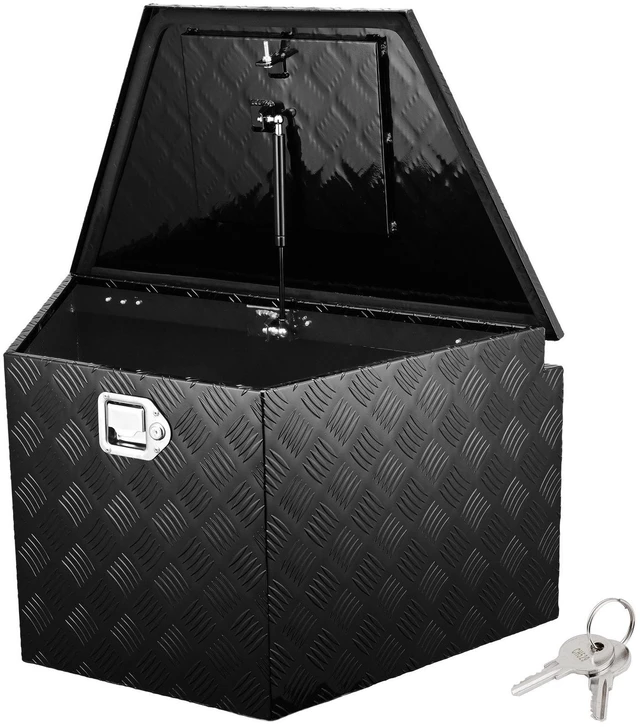 Alt view image 9 of 9 - Trailer Tongue Box, Aluminum Alloy Diamond Plate Tongue Box Tool Chest, Heavy Duty Trailer Box Storage with Lock and Keys, Utility Trailer Tongue Box for Pickup Truck, RV, Trailer, 33"x19"x18"