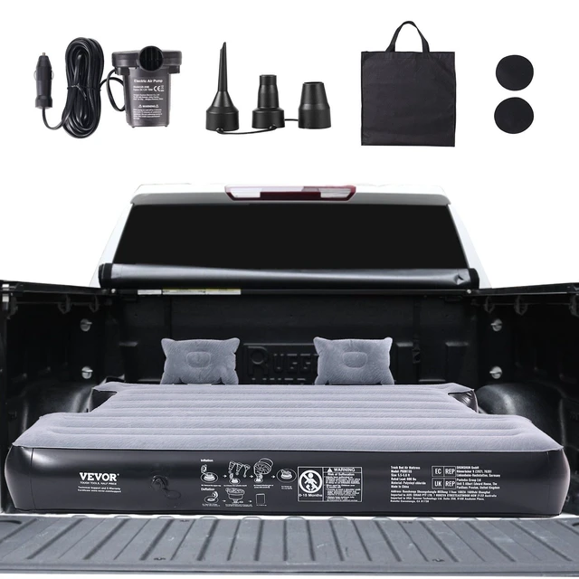 Alt view image 12 of 12 - Truck Bed Air Mattress, for 5.5-5.8 ft Full Size Short Truck Beds, Inflatable Air Mattress Camping Bed with 12V Air Pump 2 Pillows, Carry Bag, for Silverado, RAM, F Series, Sierra, Titan, Tundra