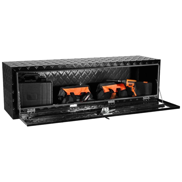 Alt view image 10 of 10 - Underbody Truck Box, 60" x 17" x 18" Pickup Storage Box, Heavy Duty Aluminum Diamond Plate Tool Box with Lock and Keys, Waterproof Trailer Storage Box with T-Handle Latch for Truck, Van, Trailer