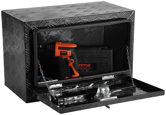 Alt view image 9 of 9 - Underbody Truck Box, 24" x 17" x 18" Pickup Storage Box, Heavy Duty Aluminum Diamond Plate Tool Box with Lock and Keys, Waterproof Trailer Storage Box with T-Handle Latch for Truck, Van, Trailer
