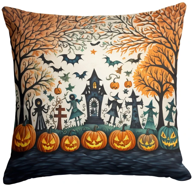 Main image of Papel Picado Skeletons Spooky Halloween Throw Pillow Machine Washable, Indoor Outdoor Decorative Pillow for Couch, Bed or Patio, 18Hx18W