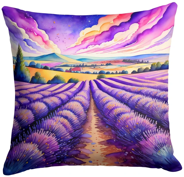 Main image of Colorful English Lavender Throw Pillow Machine Washable, Indoor Outdoor Decorative Pillow for Couch, Bed or Patio, 18Hx18W
