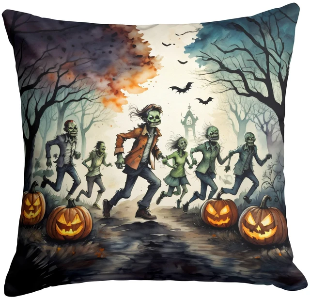 Main image of Zombies Spooky Halloween Throw Pillow Machine Washable, Indoor Outdoor Decorative Pillow for Couch, Bed or Patio, 18Hx18W
