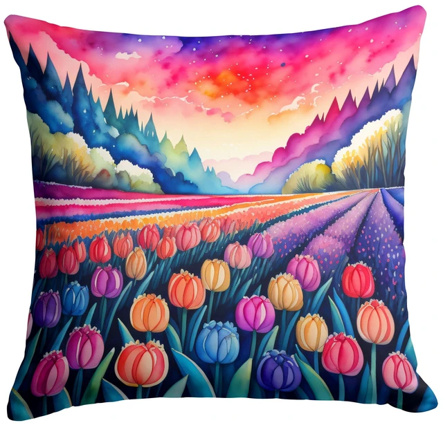 Main image of Colorful Hyacinths Throw Pillow Machine Washable, Indoor Outdoor Decorative Pillow for Couch, Bed or Patio, 18Hx18W