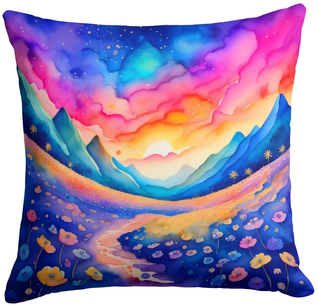 Main image of Colorful Periwinkles Throw Pillow Machine Washable, Indoor Outdoor Decorative Pillow for Couch, Bed or Patio, 18Hx18W