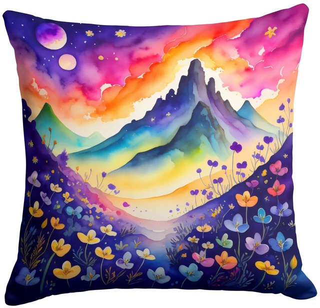 Main image of Colorful Violets Throw Pillow Machine Washable, Indoor Outdoor Decorative Pillow for Couch, Bed or Patio, 18Hx18W
