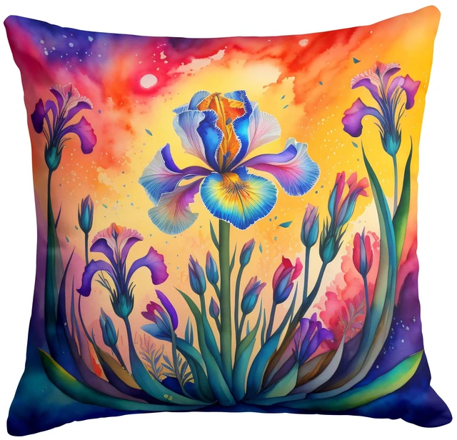 Main image of Colorful Iris Throw Pillow Machine Washable, Indoor Outdoor Decorative Pillow for Couch, Bed or Patio, 18Hx18W