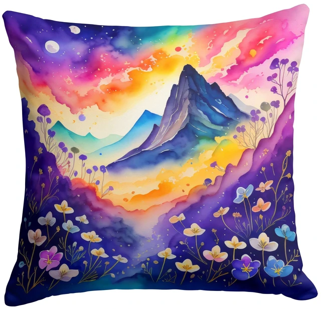 Main image of Colorful Violets Throw Pillow Machine Washable, Indoor Outdoor Decorative Pillow for Couch, Bed or Patio, 18Hx18W