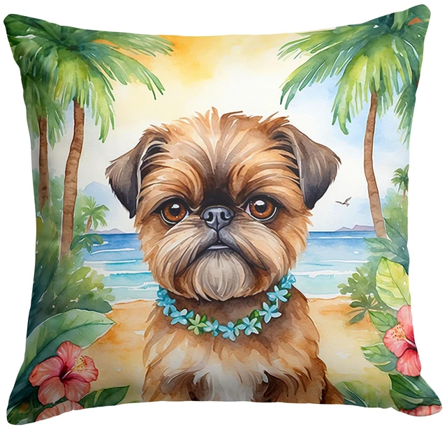 Main image of Brussels Griffon Luau Throw Pillow Machine Washable, Indoor Outdoor Decorative Pillow for Couch, Bed or Patio, 18Hx18W