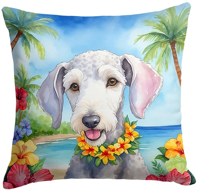 Main image of Bedlington Terrier Luau Throw Pillow Machine Washable, Indoor Outdoor Decorative Pillow for Couch, Bed or Patio, 18Hx18W