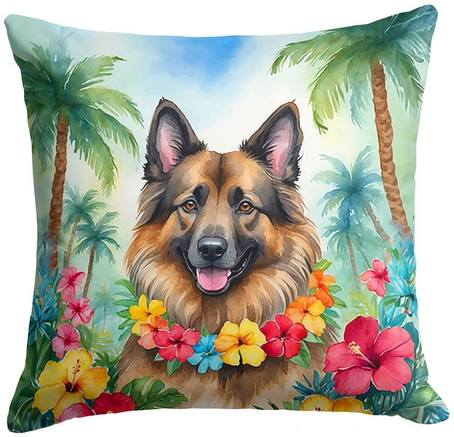 Main image of Belgian Tervuren Luau Throw Pillow Machine Washable, Indoor Outdoor Decorative Pillow for Couch, Bed or Patio, 18Hx18W