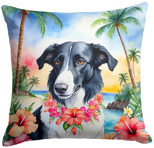 Main image of Borzoi Luau Throw Pillow Machine Washable, Indoor Outdoor Decorative Pillow for Couch, Bed or Patio, 18Hx18W