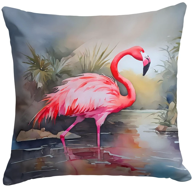 Main image of Flamingo Throw Pillow Machine Washable, Indoor Outdoor Decorative Pillow for Couch, Bed or Patio, 18Hx18W
