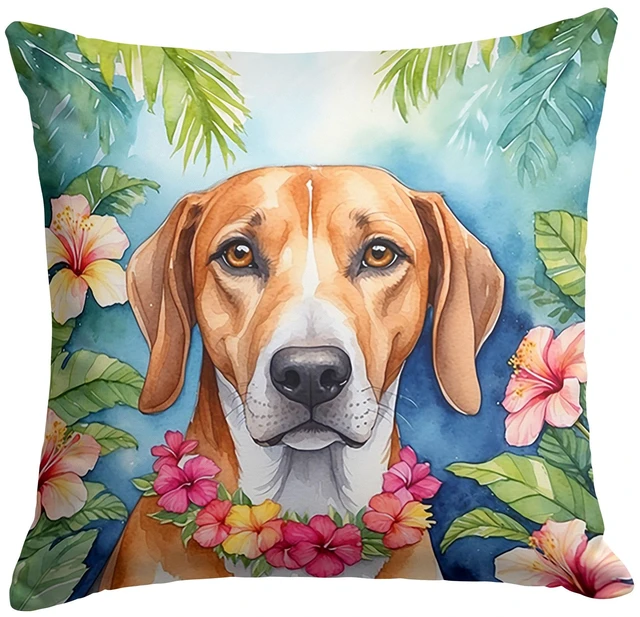Main image of American Foxhound Luau Throw Pillow Machine Washable, Indoor Outdoor Decorative Pillow for Couch, Bed or Patio, 18Hx18W