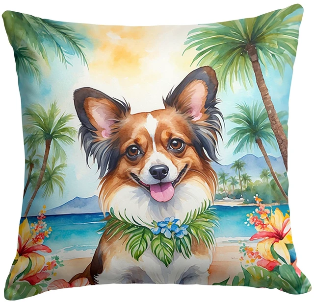 Main image of Papillon Luau Throw Pillow Machine Washable, Indoor Outdoor Decorative Pillow for Couch, Bed or Patio, 18Hx18W