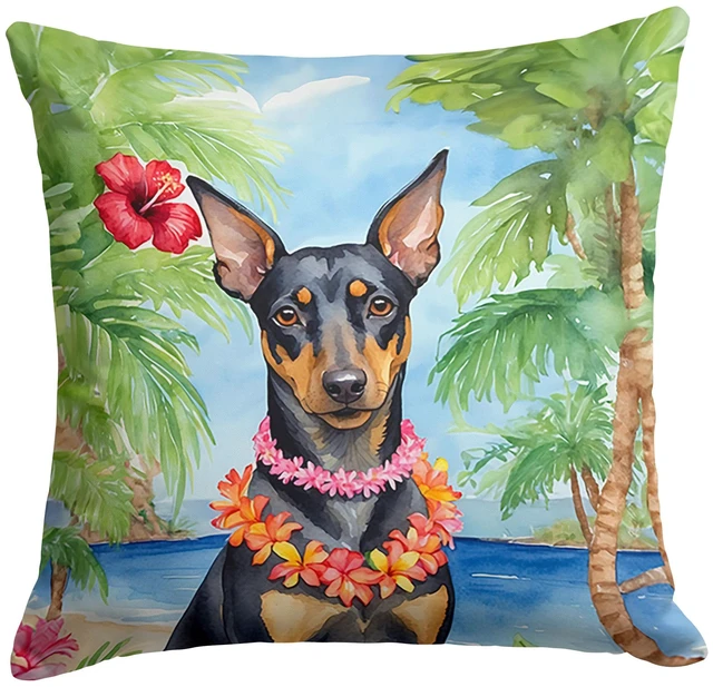 Main image of Manchester Terrier Luau Throw Pillow Machine Washable, Indoor Outdoor Decorative Pillow for Couch, Bed or Patio, 18Hx18W