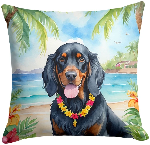 Main image of Gordon Setter Luau Throw Pillow Machine Washable, Indoor Outdoor Decorative Pillow for Couch, Bed or Patio, 18Hx18W
