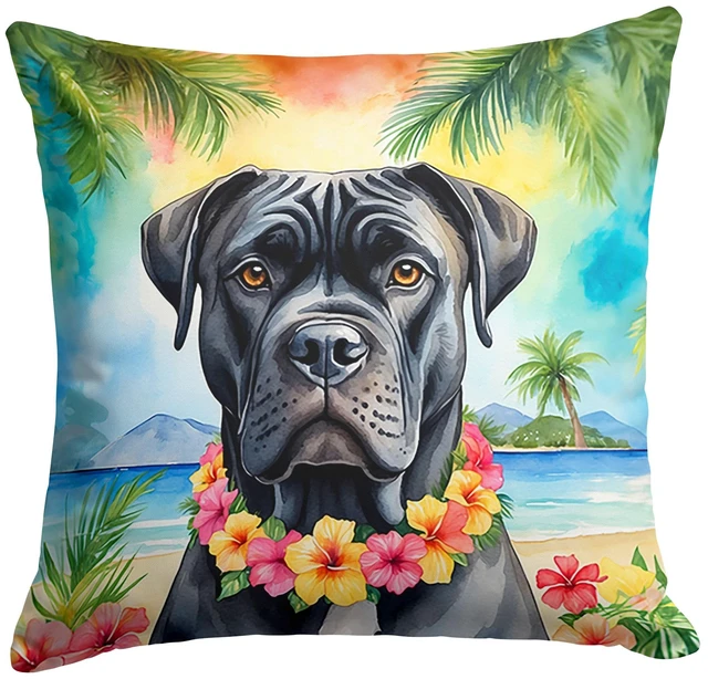 Main image of Cane Corso Luau Throw Pillow Machine Washable, Indoor Outdoor Decorative Pillow for Couch, Bed or Patio, 18Hx18W
