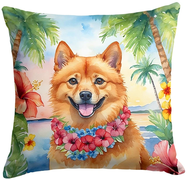 Main image of Finnish Spitz Luau Throw Pillow Machine Washable, Indoor Outdoor Decorative Pillow for Couch, Bed or Patio, 18Hx18W