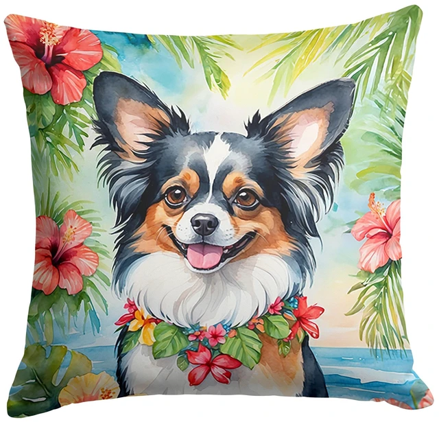 Main image of Papillon Luau Throw Pillow Machine Washable, Indoor Outdoor Decorative Pillow for Couch, Bed or Patio, 18Hx18W